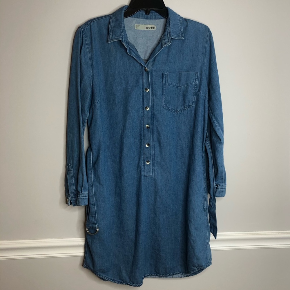 Top shop moto denim jeans long sleeve dress 8 - Picture 2 of 6